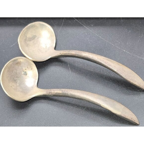 Pair Of Antique Silver Salt Cellars Cobalt Blue Glass Liners & Spoons HS246 - Picture 10 of 10